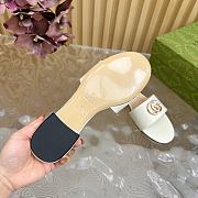 Fortok Gucci Double G Diamond Buckle Flat Slippers White Leather - 4