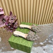 Fortok Gucci Double G Diamond Buckle Flat Slippers Beige - 4