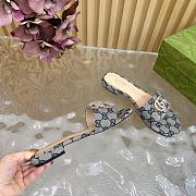Fortok Gucci Double G Diamond Buckle Flat Slippers Beige & Blue - 6