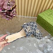 Fortok Gucci Double G Diamond Buckle Flat Slippers Beige & Blue - 5