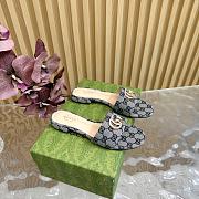 Fortok Gucci Double G Diamond Buckle Flat Slippers Beige & Blue - 4