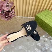 Fortok Gucci Double G Diamond Buckle Flat Slippers Black - 3