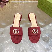 Fortok Gucci Double G Diamond Buckle Flat Slippers Red - 1