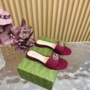 Fortok Gucci Double G Diamond Buckle Flat Slippers Red - 3