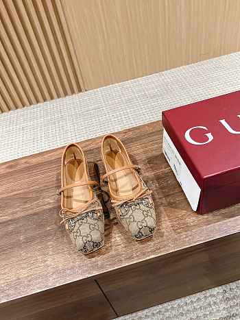 Fortok Gucci Horsebit Ballet Shoes Beige