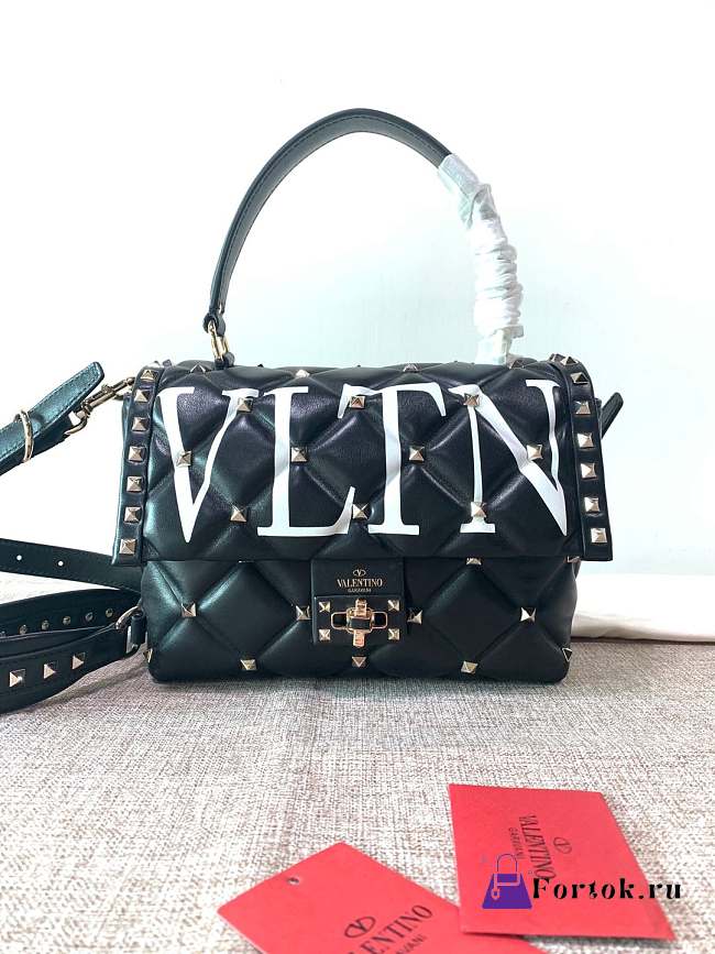 Fortok Valentino Candystud VLTN Top Handle Bag Black 23×11×17cm - 1