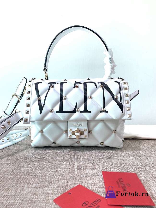Fortok Valentino Candystud VLTN Top Handle Bag White 23×11×17cm - 1