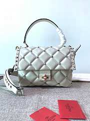 Fortok Valentino Candy Stud Top Handle Bag White 23×11×17cm - 1