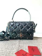 Fortok Valentino Candy Stud Top Handle Bag Black 23×11×17cm - 1
