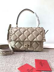 Fortok Valentino Candy Stud Top Handle Bag Beige 23×11×17cm - 1