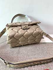 Fortok Valentino Candy Stud Top Handle Bag Beige 23×11×17cm - 5