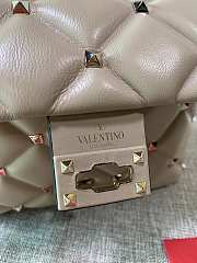 Fortok Valentino Candy Stud Top Handle Bag Beige 23×11×17cm - 6