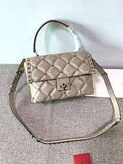 Fortok Valentino Candy Stud Top Handle Bag Beige 23×11×17cm - 2