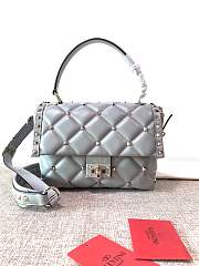 Fortok Valentino Candy Stud Top Handle Bag Grey 23×11×17cm - 1