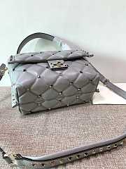 Fortok Valentino Candy Stud Top Handle Bag Grey 23×11×17cm - 6