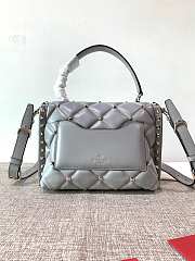 Fortok Valentino Candy Stud Top Handle Bag Grey 23×11×17cm - 4