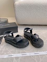 Fortok Chanel Toe-clip Thick-soled Sandals Black  - 5