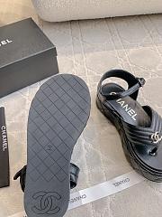 Fortok Chanel Toe-clip Thick-soled Sandals Black  - 4