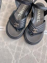 Fortok Chanel Toe-clip Thick-soled Sandals Black  - 2
