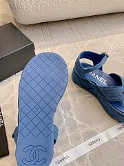 Fortok Chanel Toe-clip Thick-soled Sandals Blue Denim - 6