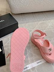 Fortok Chanel Toe-clip Thick-soled Sandals Pink - 5