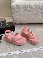 Fortok Chanel Toe-clip Thick-soled Sandals Pink - 4