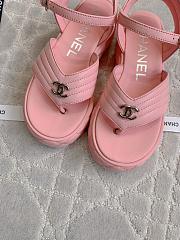 Fortok Chanel Toe-clip Thick-soled Sandals Pink - 3