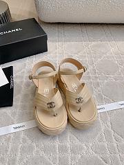 Fortok Chanel Toe-clip Thick-soled Sandals Beige - 1