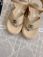 Fortok Chanel Toe-clip Thick-soled Sandals Beige - 5