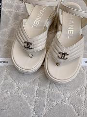 Fortok Chanel Toe-clip Thick-soled Sandals White - 5