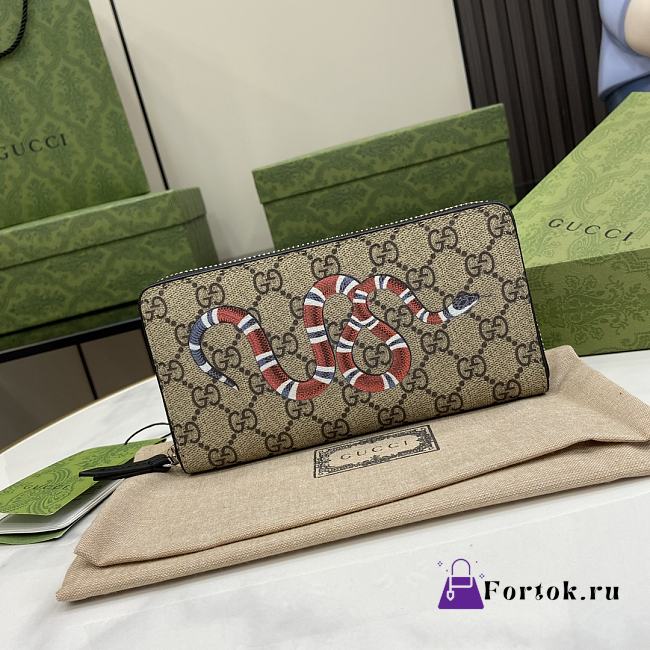 Fortok Gucci GG Coral Snake Detail Zipper Wallet Beige 451273 19x10x2.5cm - 1