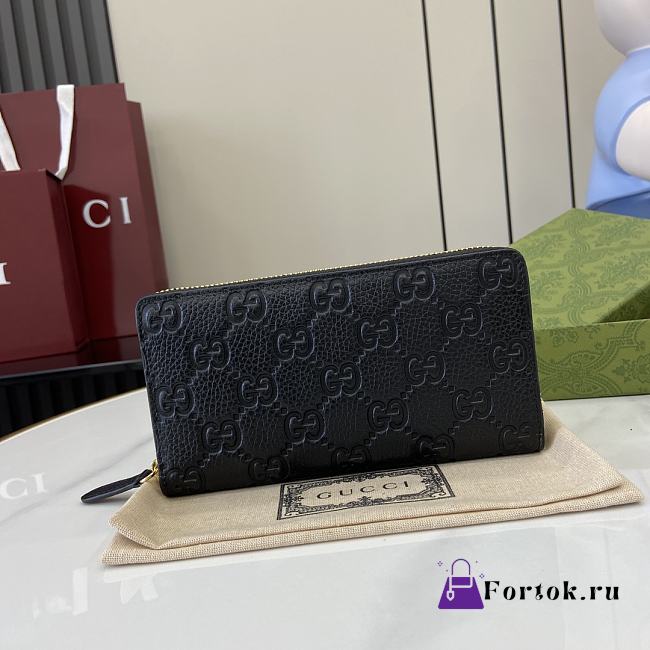 Fortok Gucci GG Emblem Black Leather Wallet 821803 19x10x2.5cm - 1