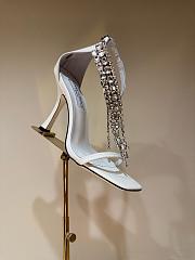 Fortok Jimmy Choo classic diamond chain pointed crystal high-heel sandals white - 1