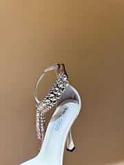 Fortok Jimmy Choo classic diamond chain pointed crystal high-heel sandals white - 3