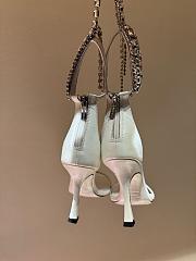 Fortok Jimmy Choo classic diamond chain pointed crystal high-heel sandals white - 5