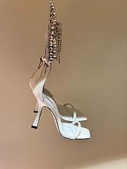 Fortok Jimmy Choo classic diamond chain pointed crystal high-heel sandals white - 6