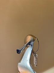 Fortok Jimmy Choo classic diamond chain pointed crystal high-heel sandals silver - 4