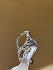 Fortok Jimmy Choo classic diamond chain pointed crystal high-heel sandals silver - 5