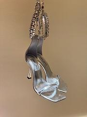 Fortok Jimmy Choo classic diamond chain pointed crystal high-heel sandals silver - 6