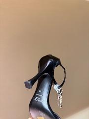 Fortok Jimmy Choo classic diamond chain pointed crystal high-heel sandals black - 3