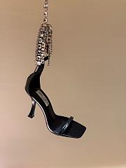 Fortok Jimmy Choo classic diamond chain pointed crystal high-heel sandals black - 5