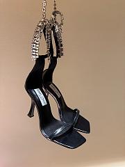 Fortok Jimmy Choo classic diamond chain pointed crystal high-heel sandals black - 6