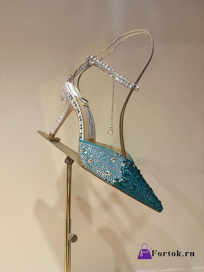 Fortok Jimmy Choo Saeda 100mm Crystal-embellished Pumps Green - 1