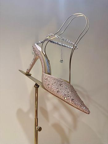 Fortok Jimmy Choo Saeda 100mm Crystal-embellished Pumps Light Pink