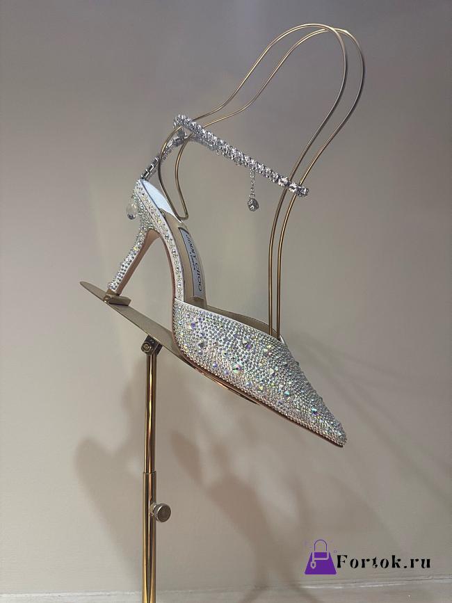 Fortok Jimmy Choo Saeda 100mm Crystal-embellished Pumps Silver - 1