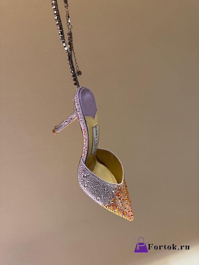 Fortok Jimmy Choo Saeda 100mm Crystal-embellished Pumps Purple & Orange - 1