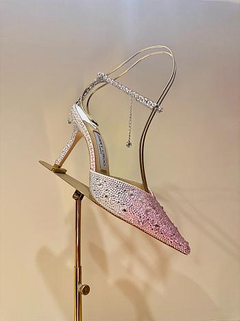 Fortok Jimmy Choo Saeda 100mm Crystal-embellished Pumps Pink & White