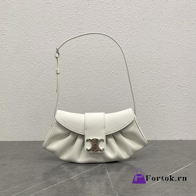 Fortok Celine Teen Polly In Supple White Grained Calfskin Bag 119883 29.5x3x14.5cm - 1