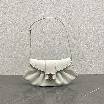 Fortok Celine Teen Polly In Supple White Grained Calfskin Bag 119883 29.5x3x14.5cm
