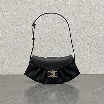 Fortok Celine Teen Polly In Supple Black Grained Calfskin Bag 119883 29.5x3x14.5cm